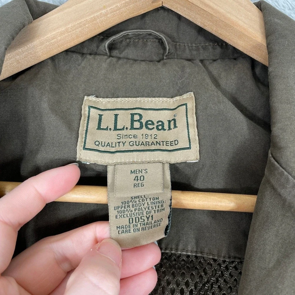 LL Bean Field‎ Jacket Mens 40 Brown Cotton Canvas Blazer Elbow Patch Workwear